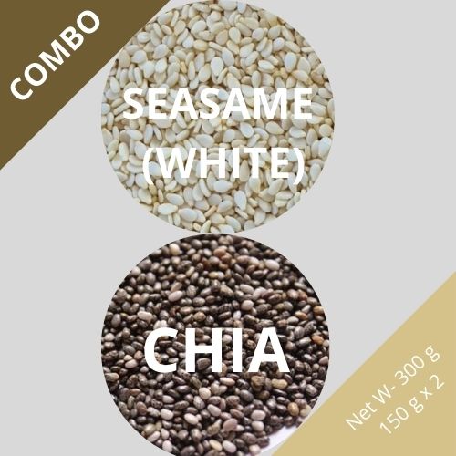 Seasame (White) & Chia seeds - Sesamum indicum & Salvia hispanica - Dried Seed Combo | TheWholesalerCo |