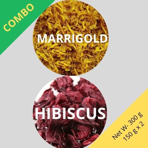 Marigold  & Hibiscus - Tagetes & Hibiscus sabdariffa - 150 g x 2 - Dried Flower Combo | TheWholesalerCo |