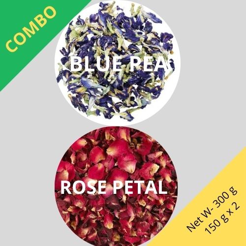 Butterfly Blue Pea & Red Rose Petal - Clitoria Ternatea & Rosa - 150 g x 2 - Dried Flower Combo | TheWholesalerCo |