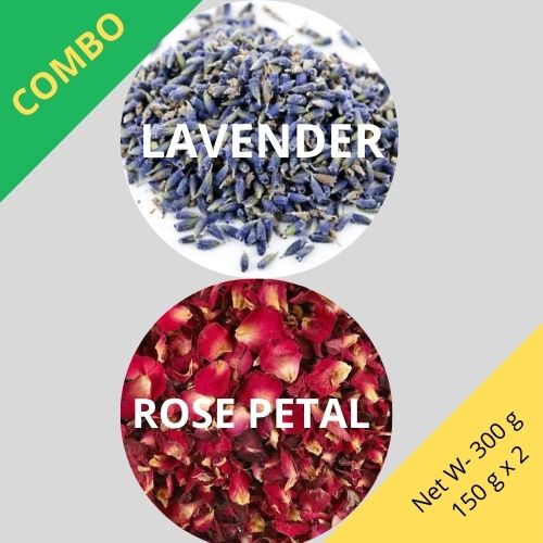 Lavender Bud & Red Rose Petal - Lavandula & Rosa - 150 g x 2 - Dried Flower Combo | TheWholesalerCo |