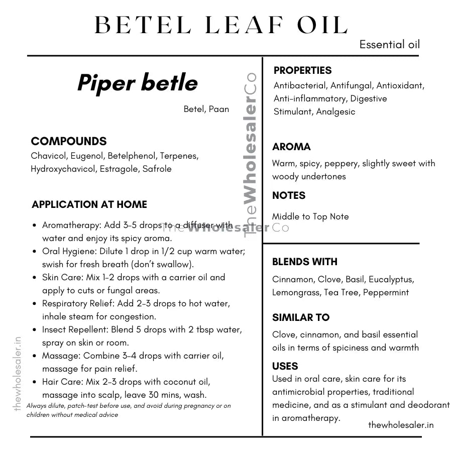 Betel leaf Oil - Piper betle Product vendor