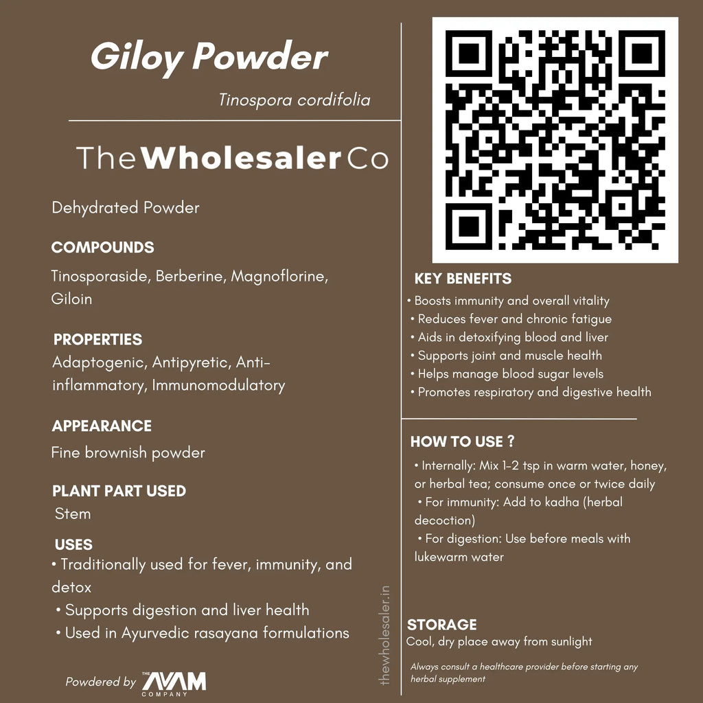 Giloy Powder - Guduchi - Tinospora cordifolia Bulk Supplier@TheWholesaleCo Prices