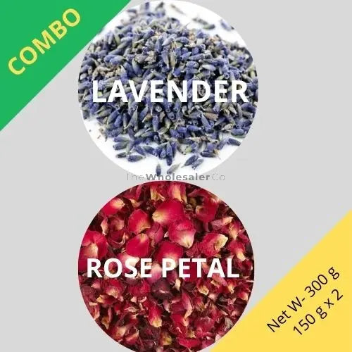 Lavender Bud & Red Rose Petal - Lavandula & Rosa - 150 g x 2 - Dried Flower Combo | TheWholesalerCo |