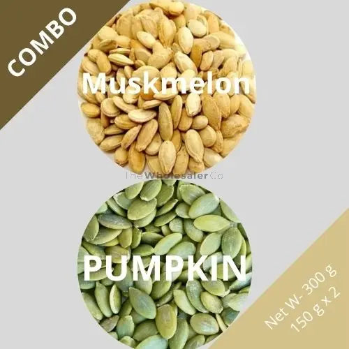 Muskmelon & Pumpkin seeds - Cucumis melo & Cucurbita - Dried Seed Combo | TheWholesalerCo |