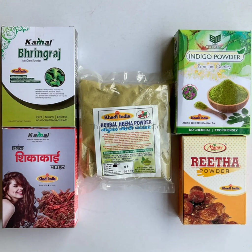 Pure and Natural Herbal Powder - Hair Pack - Bhringraj-Shikakai-Reetha-Indigo-Mehndi-Henna Product vendor