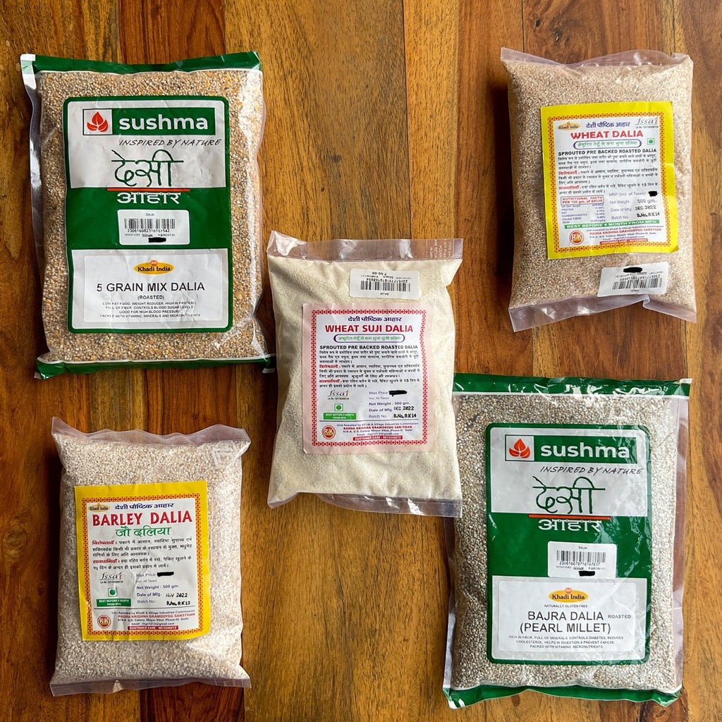 TheWholesalerCo-Pure and Fresh Dalia/Porridge Pack - Wheat-Bajra-Barley-Jo-Wheat Suji-Mix Grain