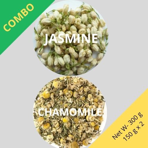 Jasmine & Chamomile - Jasminum Grandiflorum & Matricaria chamomilla -150 g x 2 - Dried Flower Combo | TheWholesalerCo |