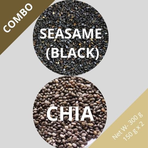 Seasame (Black) & Chia seeds - Sesamum indicum & Salvia hispanica - Dried Seed Combo | TheWholesalerCo |