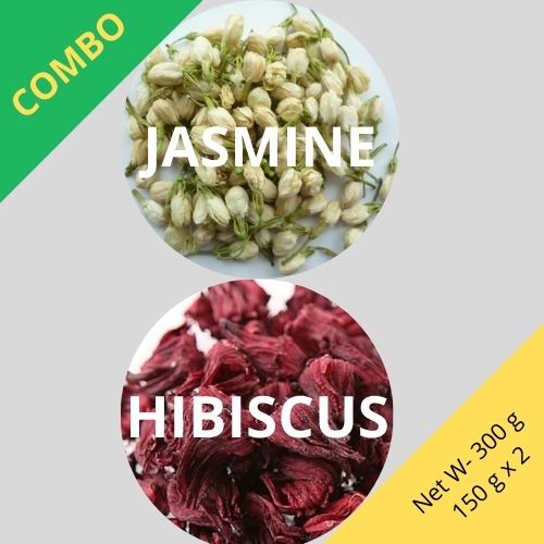 Jasmine & Hibiscus - Jasminum Grandiflorum & Hibiscus sabdariffa - Dried Flower Combo | TheWholesalerCo |