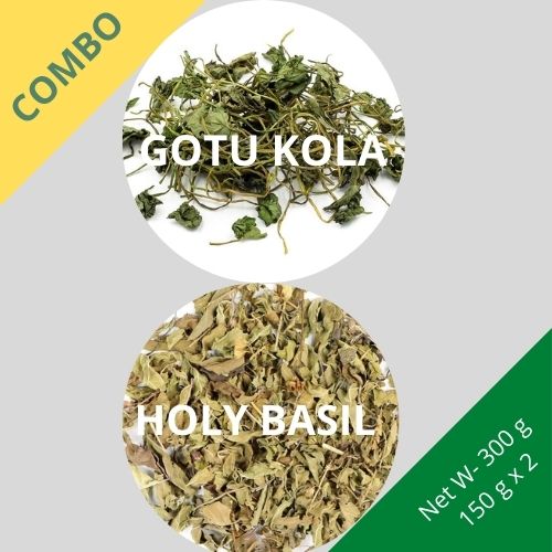 Gotu Kola & Holy Basil (Tulsi) - Centella asiatica & Ocimum Tenuiflorum - 150 g x 2 - Dried Herb Combo | TheWholesalerCo |