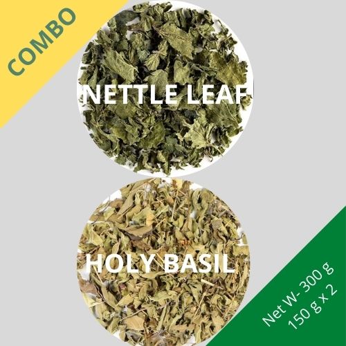 Nettle Leaf & Holy Basil (Tulsi) - Urtica dioica & Ocimum Tenuiflorum - 150 g x 2 - Dried Herb Combo | TheWholesalerCo |