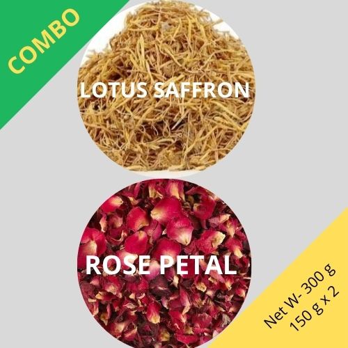 Lotus Saffron & Red Rose Petal - Nelumbo Nucifera & Rosa - 150 g x 2 - Dried Flower Combo | TheWholesalerCo |